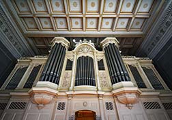 Alte Tonhalle-Orgel, Prospekt, Kassettendecke. ©Josef Stücker, Zürich